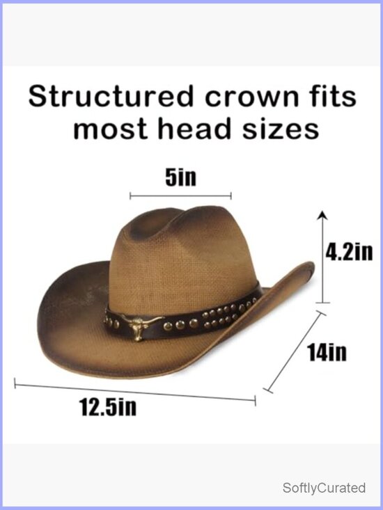 Western Cowboy Hat with Interchangeable Bands Wide Brim Sun Hat main image 6
